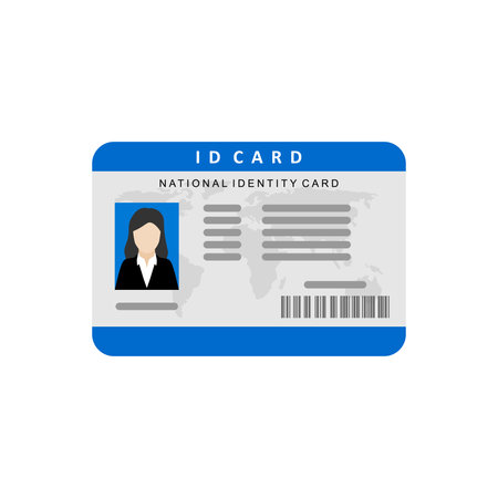 identity card flat design vector illustration. The idea of personal identity. ID card, identification card, drivers license, identity verification, person data.のイラスト素材