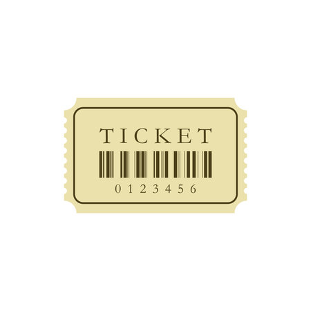 ticket flat design vector illustration. Vintage paper admit one and ticket samples icon.のイラスト素材