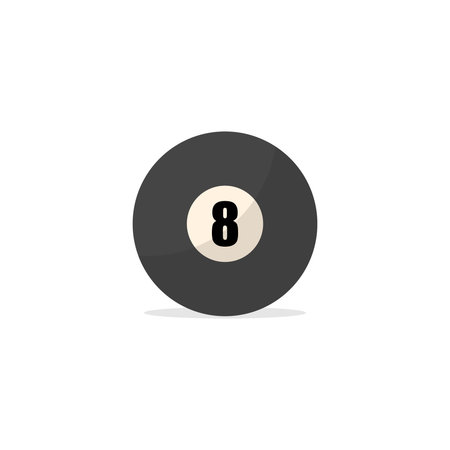 8 ball billiard flat design vector illustration. vector illustration of pool ball logo on white...