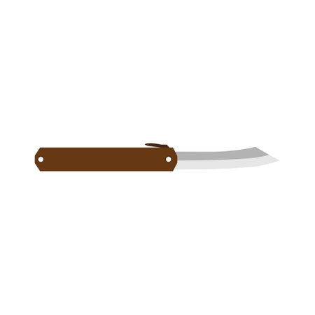 Traditional japanese higonokami pocket knife flat design vector illustration isolated on white backgroundのイラスト素材