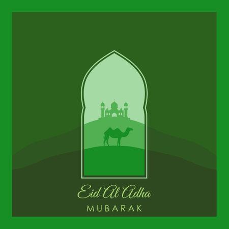 Eid Al Adha Mubarak the celebration of Muslim community festival background design. Happy Eid al-Adha square background. eid al adha mubarakのイラスト素材