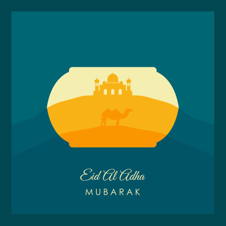 Eid Al Adha Mubarak the celebration of Muslim community festival background design. Happy Eid al-Adha square background. eid al adha mubarakのイラスト素材