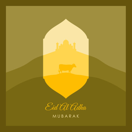 Eid Al Adha Mubarak the celebration of Muslim community festival background design. Happy Eid al-Adha square background. eid al adha mubarakのイラスト素材