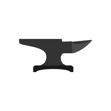 anvil flat design vector illustration isolated on white background. Blacksmith anvil. Symbol of work in forge. Forging and manufacturing of steel. Flat cartoon illustrationのイラスト素材