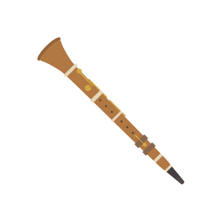 Musical instrument clarinet flat design vector illustration isolated on white background.のイラスト素材