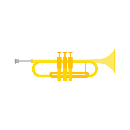 Musical instrument trumpet horn flat design illustration. Trumpet logotype for recording label or...