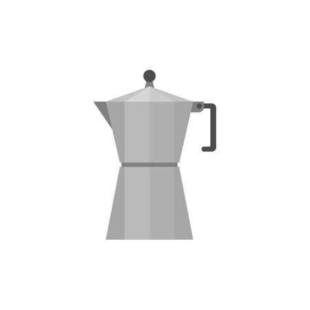 Moka pot coffee maker flat design vector illustration. classic coffee brewing kettleのイラスト素材