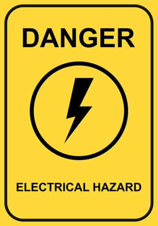 electrical hazard symbol vector illustration. Electric high voltage danger hard icon. Downward lightning representing high voltage.のイラスト素材