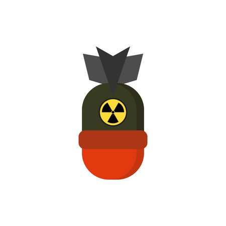 atomic bomb flat design vector illustration. Nuke Isolated aviation atom bomb. Nuclear winter...