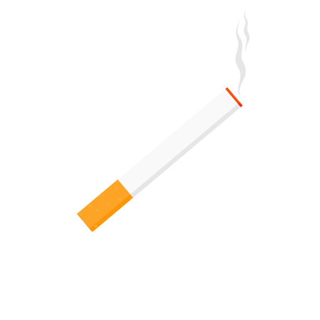 burning cigarette icon in flat style. Smoke vector illustration on white isolated background. Nicotine business concept. smoking icon vector illustration.のイラスト素材