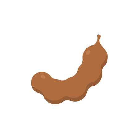 tamarind flat design vector illustration isolated on white background. Flavor spices and herbs menu template collection. Ripe brown tamarindus indica icon for package design. tropical exotic fruitsのイラスト素材