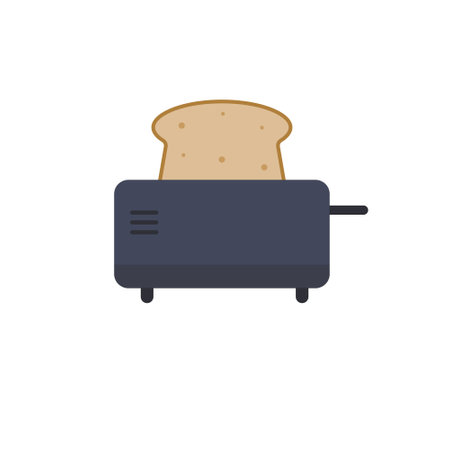 A toaster with toast flat design vector illustration. Retro design element for kitchen.のイラスト素材