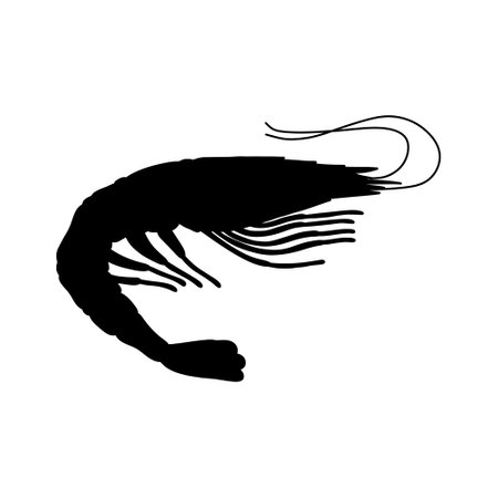 Simple shrimp silhouette vector illustration, shrimp fish silhouette vector illustration.のイラスト素材