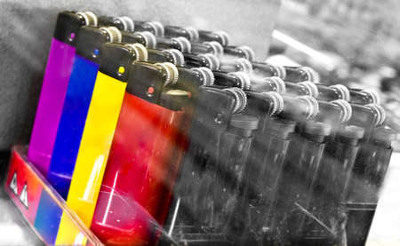 colorful gas lighters, manufactureの写真素材