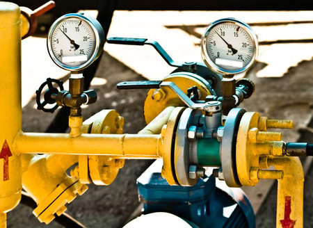 gas- pipeline with manometers   の写真素材