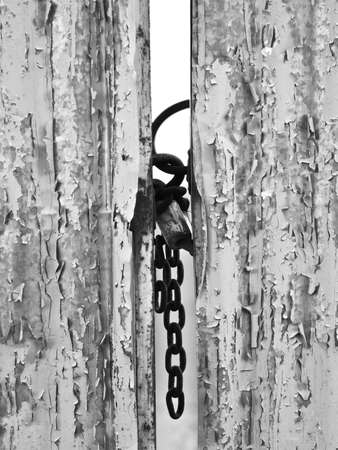 closed gates with padlockの写真素材