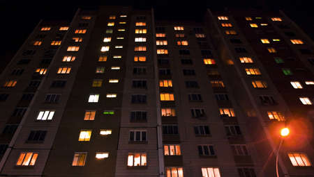 evening block-of-flatsの写真素材