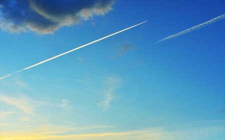morning sky with warplane 
