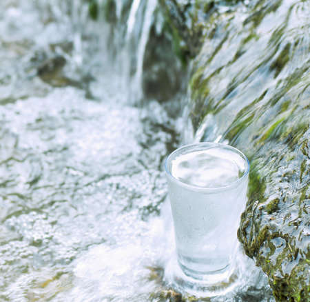 glass in the brookの写真素材