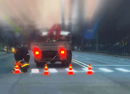roadworks, tilt-shiftの写真素材