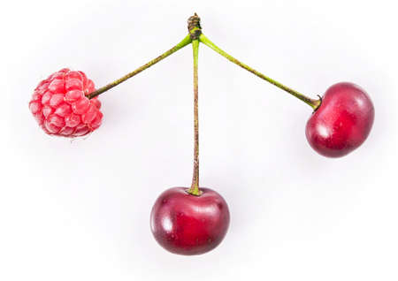 cherry with raspberry in 1の写真素材