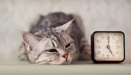 cat with clock