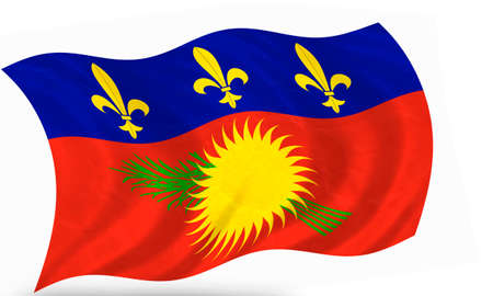 3D flag of Guadeloupe  french colony の写真素材