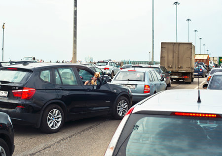 Moscow, Russia - May 30, 2013: evening commuter trafficのeditorial素材