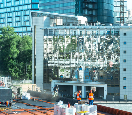 roadbuilding in downtownの写真素材