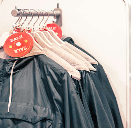 coatrack in clothing storeの写真素材