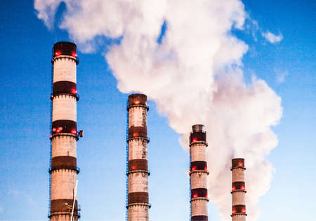 industrial chimneysの写真素材