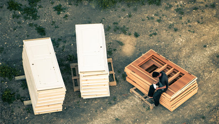 stacks of new interior doors