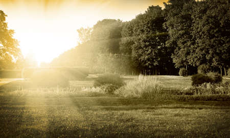 town square at sunsetの写真素材