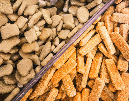 shop-freezer with the fish cutlets の写真素材