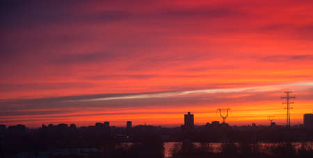 urban horizon at sunsetの写真素材