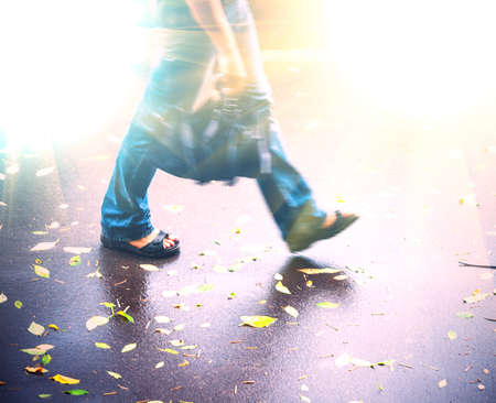 man in blurry motionの写真素材