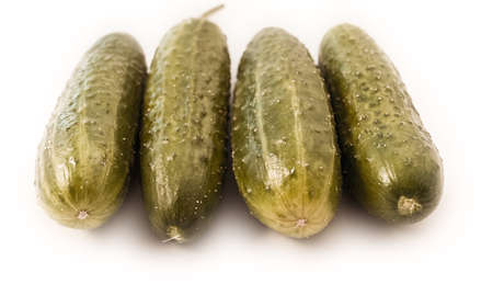 the canned cucumbers; isolatedの写真素材