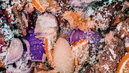 frozen cut vegetable blend; macro closeupの写真素材