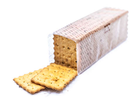 opened pack of the crackersの写真素材