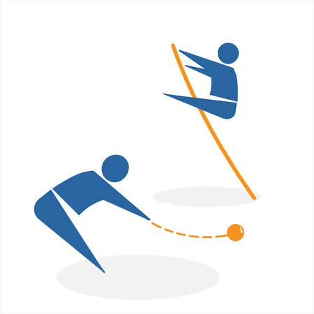 throwing the core and pole vaultのイラスト素材