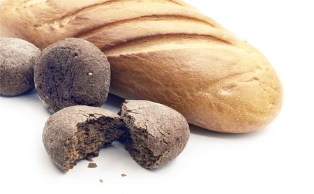 breads, still-life on white