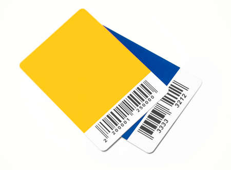 the plastic cards, on whiteの写真素材