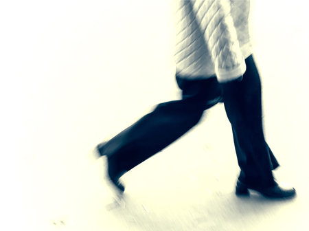 blurry people in street