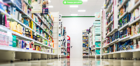health-body-care goods filled the shelves of the discounterのeditorial素材