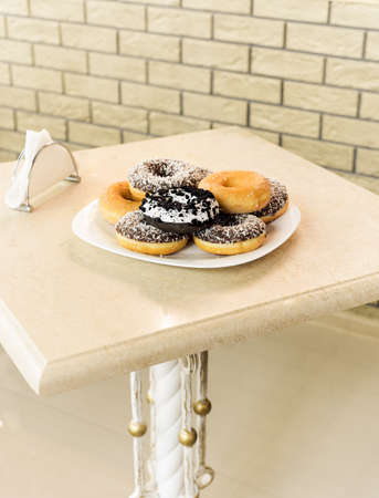 still-life with the donuts in cafeの写真素材