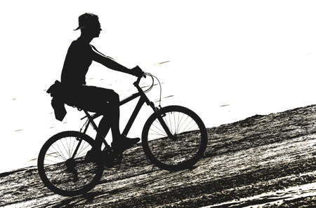 biker on the sandy beachの写真素材