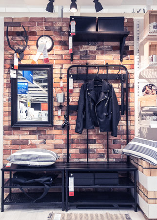 Russia , 2019: variant of the furniture complete set displayed at Ikea storeのeditorial素材