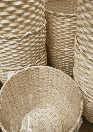 stack of the new wicker basketsの写真素材
