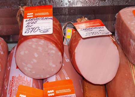 russian sausages in the refrigeratorのeditorial素材