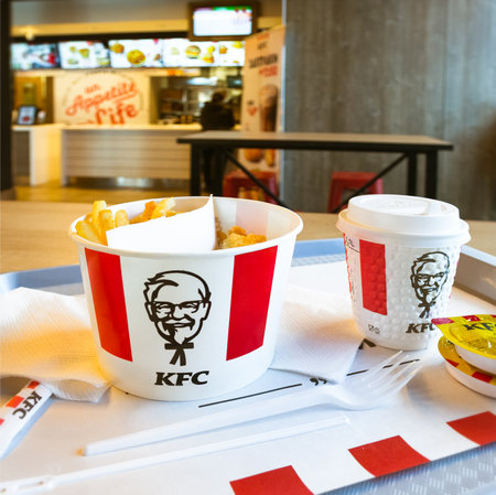 KFC standard lunch on the tableのeditorial素材